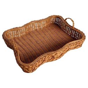 Ready to Ship Wicker <b>Tray</b> ECO Friendly Natural Wicker Decor Serving Fruit Woven Round Rattan <b>Basket</b> <b>Tray</b> for Home Storage <b>Trays</b> - Product Image 6