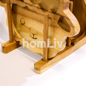Porte-assiettes en bois de teck Efrata, durable, sans danger pour les aliments, sans peinture ni vernis, halal, cuisine personnalisée - Product Image 4