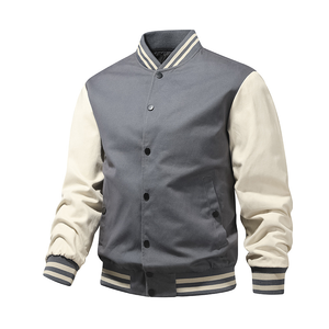 Chaquetas de lana de béisbol con bordado de forro polar y cuello levantado con logotipo personalizado OEM para hombre de secado rápido y transpirable - Product Image 3