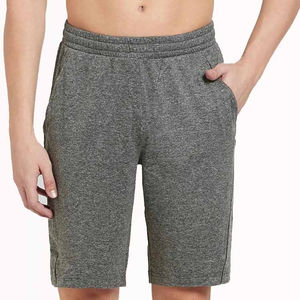 Shorts de sport en molleton 100 % coton épais, taille haute, couleur unie, respirants, pour l'entraînement - Product Image 1