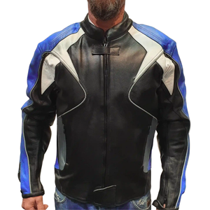 Chaqueta de moto de cuero genuino negro de talla grande unisex de invierno con diseño transpirable a prueba de viento para montar en carretera - Product Image 5