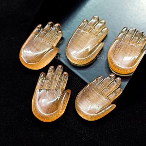 Peach <b>Moonstone</b> Hamsa Hand Carved Gemstone, <b>Moonstone</b> Hand Shape Gemstone Loose Fatima Hand Carving for Pendant Making Idea 25mm - Product Image 1