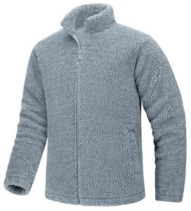 2025 Winter Men's Thermal Fluffy Coat Outwear with Zipper Pocket Full Zip Warm <b>Fleece</b> Jacket Thickened Sherpa Jacket for Outdoor - Product Image 1