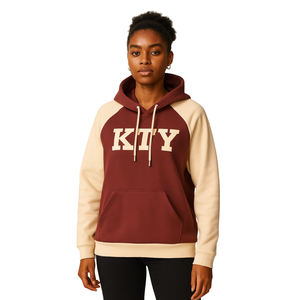 DST Delta Maroon Body Neutral Raglan Sleeves Pullover Hoodie Cotton Blend Greek Sorority Apparel Divine Nine HBCU Soror Hoodie - Product Image 1