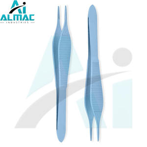 Almac ชุดคีมหนีบไมโคร Adson 12ซม. เครื่องมือมือไทเทเนียมด้ามจับแบนตรงปลายหยักขายร้อน - Product Image 2