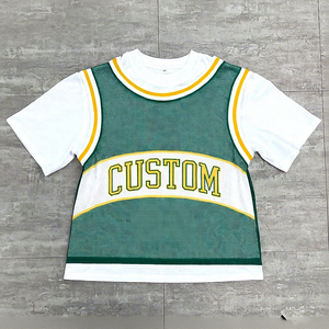 T-shirt de sport vintage personnalisé, double couche en maille polyester, impression sérigraphique, coupe ample, maillot pour homme - Product Image 4