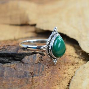 Boho Style 925 Sterling Silver malachite Gemstone Ring Bijoux Bague en argent faite à la main Bijoux pour femmes Cadeau de mariage pour elle - Product Image 3
