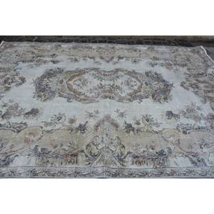 Tapis Turc Vintage 6.8 X 10.1ft Grande Surface Classique Beige Laine Patchwork Design Rectangle Couloir Motif Latex pour Décoration de Chambre - Product Image 5