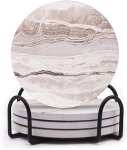 Sous-verres en marbre faits à la main, ensemble de sous-verres en pierre naturelle résistants à la chaleur pour table basse, cuisine, bar - Product Image 2