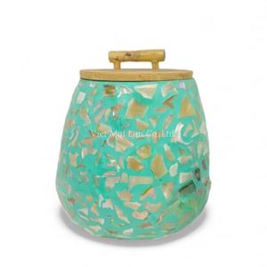 Pot en nacre incrusté de coquillages, fait à la main, style bohème, conteneur de rangement décoratif multifonctionnel pour un usage quotidien pratique - Product Image 1