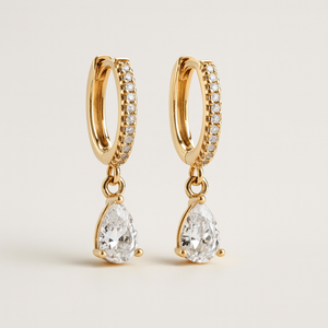 Pear Drop <b>Huggie</b> <b>Earrings</b> Fashion Jewelry - Product Image 4