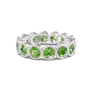 Bague Éternité Ronde Vert Océan avec Diamant de Laboratoire 1.00 Ct Tw en Or Massif 14K, Couleur Vert Océan, Pureté VS, Teinte Fraîche et Côtélienne - Product Image 3