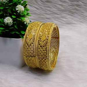 One Gram 24K <b>Gold</b> Plated Trendy Bangle Pair for Women-for Wedding Party Gift Occasions - Product Image 2