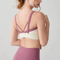 Soutien-gorge de sport de yoga pour femmes à séchage rapide avec logo avant en Spandex/Nylon à col en V profond-Entraînement le plus vendu
