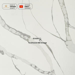 Dalle en pierre de quartz Calacatta NV1024, projet hôtelier, comptoir de réception, plan de travail de salle de bain, dessus de meuble pour la fabrication - Product Image 5