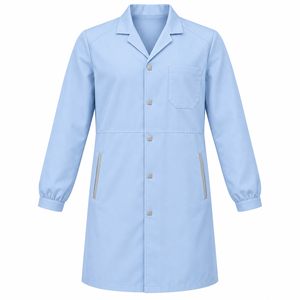 Doctor Coat Ice Blue <b>Wing</b> <b>Collar</b> Medical Lab Uniform Custom Wholesale Unisex Healthcare Workwear with Two Vertical Welt Pockets - Product Image 1