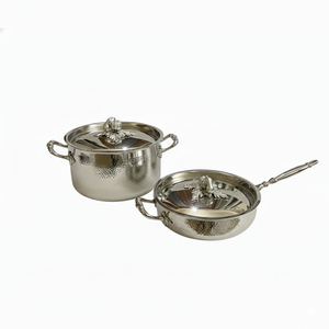 Ensemble de casseroles et poêles en acier inoxydable martelé écologique de qualité supérieure, couvercle en forme de citrouille doré, design européen, compatible gaz et induction, four - Product Image 4