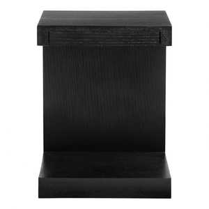 Elegante mesa auxiliar negra moderna en forma de C con cajón para uso conveniente en la sala de estar o el dormitorio - Product Image 2