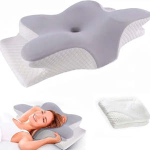 Modern Ergonomic Memory Foam <b>Pillow</b> with Custom Logo Rectangle and Wave Pattern Solid Focused on <b>Neck</b> Support - Product Image 3