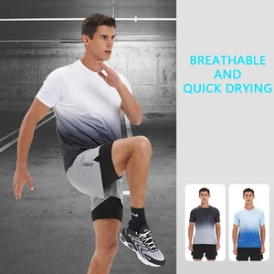 เสื้อยืดเล่นยิมของผู้ชายเสื้อยืดวิ่งกลางแจ้งระบายอากาศได้ดีแห้งเร็วสำหรับฤดูร้อนเสื้อยืด14% โพลีเอสเตอร์14% ผ้าสแปนเด็กซ์พิมพ์ลายดิจิตอล - Product Image 3