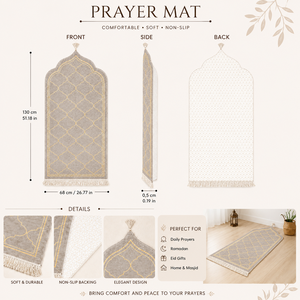 Tapis de prière en velours beige de luxe, Janamaz Sejjadah, antidérapant, tapis musulman, cadeau islamique, vente en gros - Product Image 3