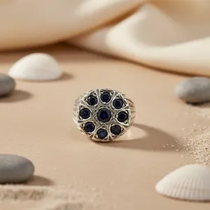 Anillo de Moda de Plata 925 con Gema de Zafiro para Mujer, para Joyería de Cóctel - Product Image 2