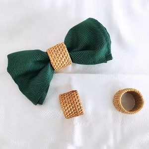 Juego de servilletas de ratán Natural hecho a mano, 4 servilletas personalizadas marrones a rayas, anillos, ajuste de mesa, accesorios de fiesta - Product Image 3