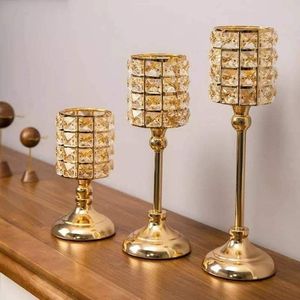 Bougeoir en cristal décor à la maison de haute qualité nouveau Design dessus de table doré de qualité supérieure ensemble de 3 supports - Product Image 5