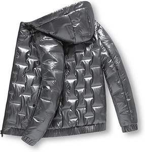 Chaqueta con Capucha de Talla Grande, Estilo Puffer, Color Sólido, de Nailon Brillante con Cierre, para Mantener el Calor en Invierno, Novedad de 2026 - Product Image 2