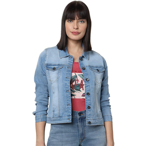 Chaqueta vaquera ajustada para mujer de la nueva colección personalizada para exteriores, el mejor estilo, relleno de algodón, venta al por mayor, chaqueta vaquera personalizada OEM - Product Image 1