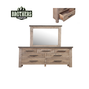 Dresserr de madera 7 cajones y marco espejo superventas marca ATLAS de Vietnam - Product Image 1