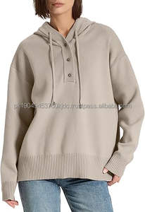 Invierno cuello redondo botón Casual pulóver sudadera de gran tamaño sudaderas con capucha con cuentas bordadas de algodón/bambú - Product Image 5