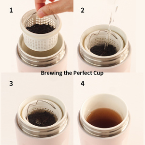Premium Quality 16Oz/500ml Double Wall SUS304 Vacuum Porcelain-lined Bottle with Porcelain <b>Tea</b> Strainer Porcelain Lid - Product Image 4