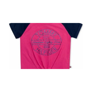 Camiseta Rosa para Niña Pequeña de Tommy Hilfiger con Estampado de Logotipo y Lazo Delantero, Talla 3T - Product Image 2