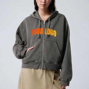 Sudadera Larga con Capucha para Mujer, Estilo Y2K, Tejida, con Cierre, 100% Algodón, con Parches Bordados y Adornos de Encaje - Product Image 1