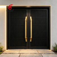 Poignée de porte d'entrée en or brossé, pointe inclinée, longue barre de porte, solide et épaisse, moderne, ambidextre, pour hôtel, villa, entrepôt
