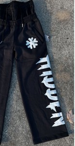 Pantalon de survêtement personnalisé vintage 100% coton pour hommes Pantalon baggy multicolore Double taille Léger Style décontracté Applique - Product Image 6