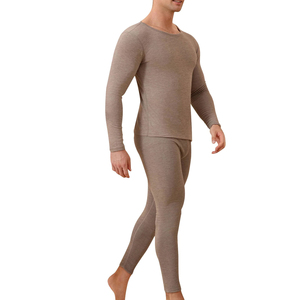 Ensemble de sous-vêtements thermiques de couleur brun clair au meilleur design pour hommes, tissu en coton respirant, col rond, manches longues, combinaison de sous-vêtements longs pour hommes - Product Image 2
