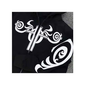 เสื้อฮู้ด2025คริสตัลพลอยเทียมมีซิปพิมพ์ลายชุดลำลองเสื้อแนวสตรีทผ้าระบายความร้อนแบบซิปรูดแบบวินเทจ - Product Image 6