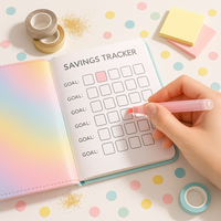 Labo Pastel Rainbow Budget Binder A6 Set perencana stiker dan pelacak hemat uang amplop untuk anak perempuan dan remaja Organizer Binder