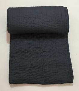 Handmade Reversible Kantha <b>Bedding</b> Cotton <b>Quilt</b> With Filling, Solid <b>Quilt</b>, Hand Stitched Handmade Quilted Throw Soft Blanket - Product Image 4