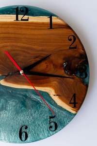 HORLOGE MURALE ÉPOXY RÉSINE ÉPOXY MEILLEURE Qualité Horloge Murale Époxy en Résine de Bois Fabriquée à la Main Horloge Murale Époxy en Résine de Bois Entiers - Product Image 2