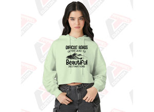 Stylish and Cozy Women's Crop <b>Hoodie</b> 100% Cotton for Winter Layering Embroidered Design Digital Printing Plain Dyed - Product Image 6