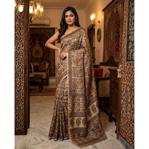 Sari Étnico Modelo Banarasi con Bordado Chanderi y Blusa, Salwar Kameez de Seda Georgette Suave, Estilo Bollywood - Product Image 1