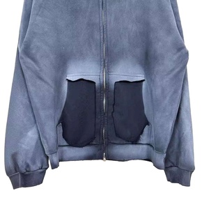 Sweat à capuche zippé pour femme, effet délavé, en coton French Terry 350GSM, style streetwear, fournisseur OEM sur mesure - Product Image 3