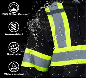 Chaqueta de Seguridad de Alta Visibilidad ANSI Clase 2 EN ISO 20471 para Invierno, Reflectante, de Poliéster y Forro Polar, con Logotipo Frontal Personalizable, Suéter OEM - Product Image 6