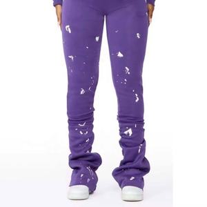 Nouveaux arrivages Ensemble de pantalons évasés empilés pour femmes d'hiver Polaire lourde Bouton en éponge française Survêtement assorti pour femmes - Product Image 3