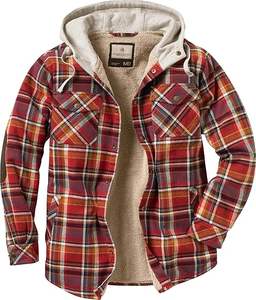 Boomletcorp 100% Cotton New Male Casual Hooded Regular Sleeve <b>Jacket</b> Warm Man Clothes Plaid Canvas Shirt <b>Men</b> Plus Size Fallanel - Product Image 3