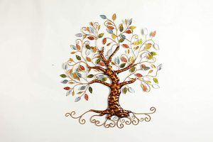 Moderno árbol dorado vida Metal artesanía pared escultura hecha a mano Adiba decoración del hogar ocasiones de boda primavera formato retrato pared - Product Image 6