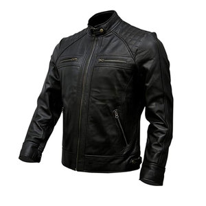 Veste en cuir noir pour hommes de haute qualité nouvelle veste en cuir décontractée d'hiver pour hommes veste en cuir de grande taille - Product Image 2